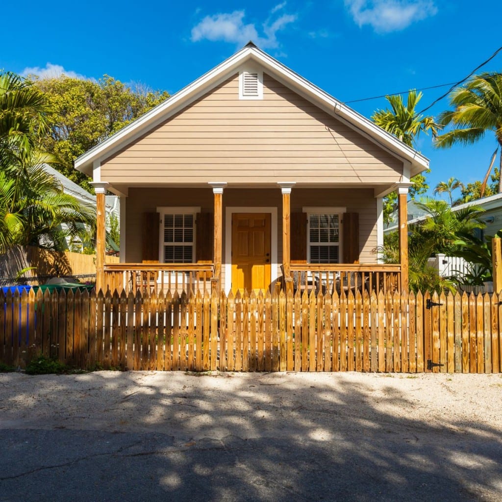 Key West, Florida USA - March 3, 2015: Typical wood frame architecture style home in the residential district of Key West.